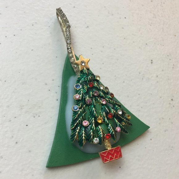 Handmade Christmas Tree Ornament Polymer Clay Recycled Costume Jewelry - Picture 4 of 10